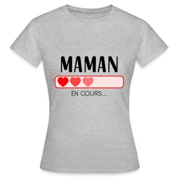 Maman en cours - T-shirt Femme - gris chiné - Devant - AI Model Female 172 dark (172cm)