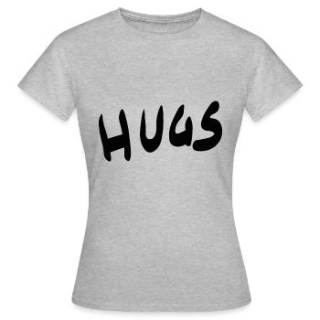 Hugs - Adoptez le lettrage - T-shirt Femme - gris chiné - Devant - AI Model Female 172 dark (172cm)