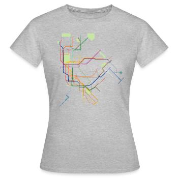 Métro métro plan New York - T-shirt Femme - gris chiné - Devant - AI Model Female 172 dark (172cm)