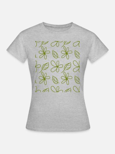 Blüten und Blätter - Frauen T-Shirt - Grau meliert