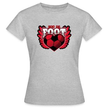 FOU DE FOOT ! - Jeux de mots - Francois Ville - T-shirt Femme - gris chiné - Devant - AI Model Female 172 dark (172cm)