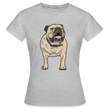 Bulldogge - Frauen T-Shirt - Grau meliert - Vorne - AI Model Female 172 dark (172cm)