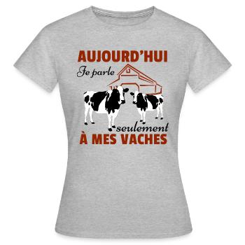 Kuh Shirt • Meine Kühe • Geschenkkuh - Frauen T-Shirt - Grau meliert - Vorne - AI Model Female 172 dark (172cm)