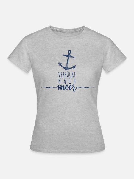 Verrückt nach Meer - Wellen Nordsee - Frauen T-Shirt - Grau meliert