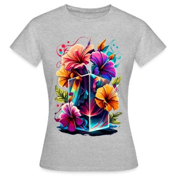 Fleurs de fleuristerie - Orchidée Bouquet Flora - T-shirt Femme - gris chiné - Devant - AI Model Female 172 dark (172cm)