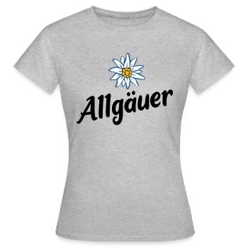 Allgäuer - Alpen Edelweiß aus dem Allgäu - Frauen T-Shirt - Grau meliert - Vorne - AI Model Female 172 dark (172cm)