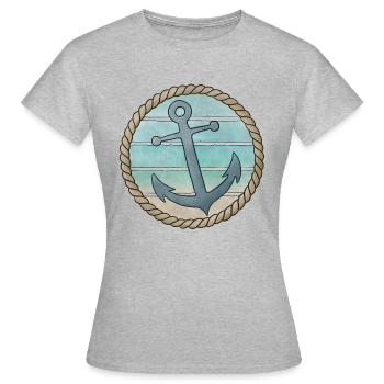Anker Tau Seil Strand Vintage - Frauen T-Shirt - Grau meliert - Vorne - AI Model Female 172 dark (172cm)