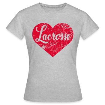 Lacrosse Herz - Frauen T-Shirt - Grau meliert - Vorne - AI Model Female 172 dark (172cm)