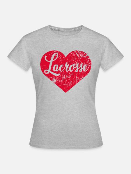 Lacrosse Herz - Frauen T-Shirt - Grau meliert