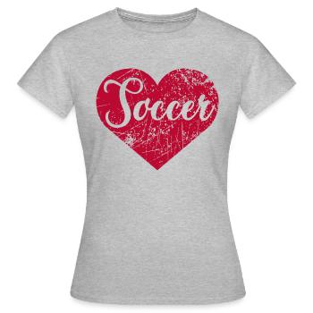 Coeur de football - T-shirt Femme - gris chiné - Devant - AI Model Female 172 dark (172cm)
