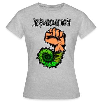 Viva la Evolution! Revolution Prähistorisch Fossil - Frauen T-Shirt - Grau meliert - Vorne - AI Model Female 172 dark (172cm)