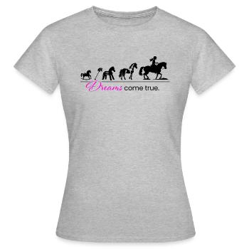 Pferde Reiter Evolution - Reitsport Pferdefan - Frauen T-Shirt - Grau meliert - Vorne - AI Model Female 172 dark (172cm)