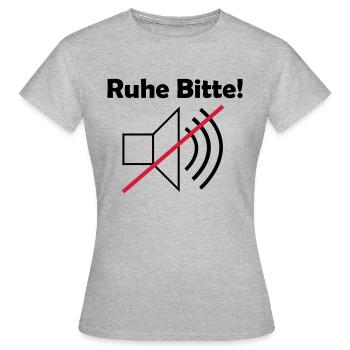 Ruhe Bitte! mit Lautsprechersymbol - Frauen T-Shirt - Grau meliert - Vorne - AI Model Female 172 dark (172cm)