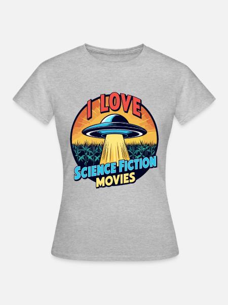 Ich liebe Science Fiction - Frauen T-Shirt - Grau meliert