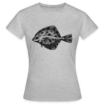 flunder-fisch-01 - Frauen T-Shirt - Grau meliert - Vorne - AI Model Female 172 dark (172cm)