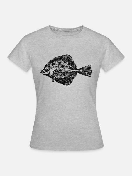 flunder-fisch-01 - Frauen T-Shirt - Grau meliert