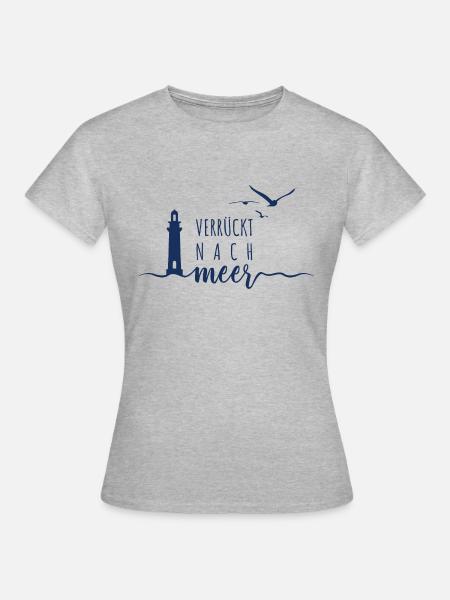 Verrückt nach Meer - Wellen Nordsee - Frauen T-Shirt - Grau meliert