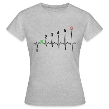 1N23456 Changement de vitesse moto - Adrénaline - Pouls - T-shirt Femme - gris chiné - Devant - AI Model Female 172 dark (172cm)