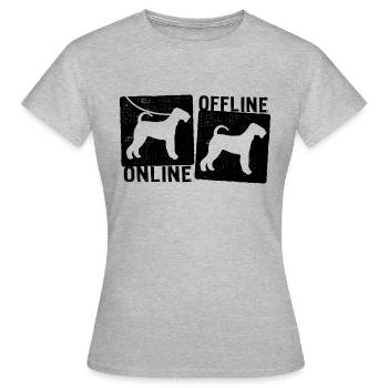 Online Offline - Airedale Terrier Dog Leash - Women's T-Shirt - heather grey - Front - AI Model Female 172 dark (172cm)