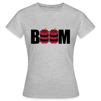 boom angezuendet tnt dynamit explodieren explosion - Frauen T-Shirt - Grau meliert - Vorne - AI Model Female 172 dark (172cm)