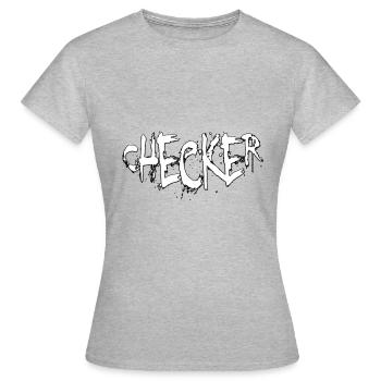 CHECKER - Frauen T-Shirt - Grau meliert - Vorne - AI Model Female 172 dark (172cm)