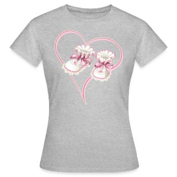 Coeur de bébé avec chaussures de bébé rose pour filles - T-shirt Femme - gris chiné - Devant - AI Model Female 172 dark (172cm)