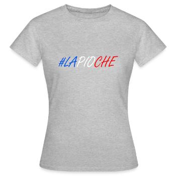 Tshirt avec le surnom de Paul POGBA #LA PIOCHE - T-shirt Femme - gris chiné - Devant - AI Model Female 172 dark (172cm)