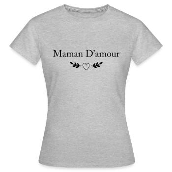 Maman d'amour cadeau - T-shirt Femme - gris chiné - Devant - AI Model Female 172 dark (172cm)