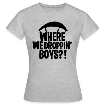 Where Are We Droppin Boys ? - Battle Royal - Frauen T-Shirt - Grau meliert - Vorne - AI Model Female 172 dark (172cm)