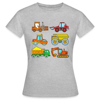 Véhicules sur le chantier pour enfants - T-shirt Femme - gris chiné - Devant - AI Model Female 172 dark (172cm)