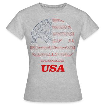 Skull USA United States - Frauen T-Shirt - Grau meliert - Vorne - AI Model Female 172 dark (172cm)