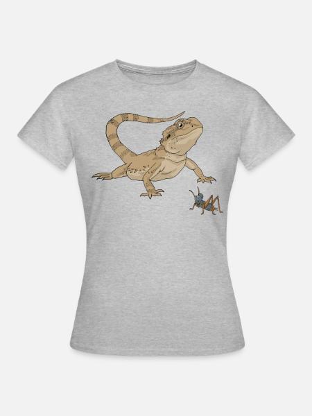 Bartagame vs Grille Zwergbartagame Geschenk - Frauen T-Shirt - Grau meliert