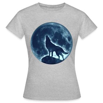 Wolf, Vollmond, Wölfe, Mond, Indianer, Wild, Hund - Frauen T-Shirt - Grau meliert - Vorne - AI Model Female 172 dark (172cm)