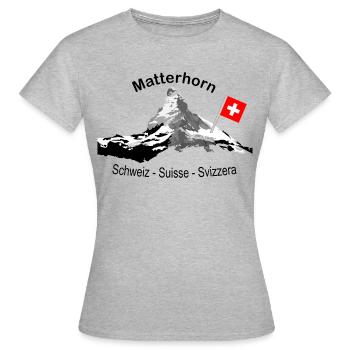 Matterhorn Schweiz Suisse Svizzera - Frauen T-Shirt - Grau meliert - Vorne - AI Model Female 172 dark (172cm)