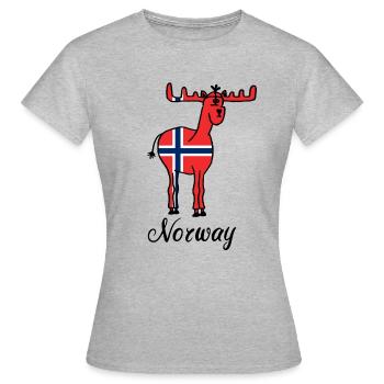 Norvège Moose Moose Norvège Norge - T-shirt Femme - gris chiné - Devant - AI Model Female 172 dark (172cm)