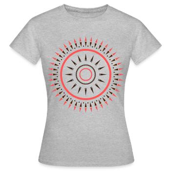 Ethno Muster Erdtöne Koralle - Frauen T-Shirt - Grau meliert - Vorne - AI Model Female 172 dark (172cm)