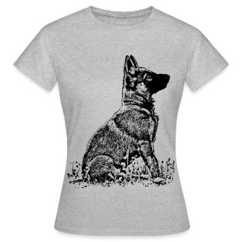 Schaeferhund Welpe - T-shirt Femme - gris chiné - Devant - AI Model Female 172 dark (172cm)