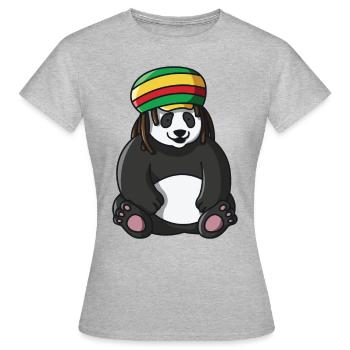 Rasta Panda Tshirt Rastafari Bär für Raggae Fans - Frauen T-Shirt - Grau meliert - Vorne - AI Model Female 172 dark (172cm)