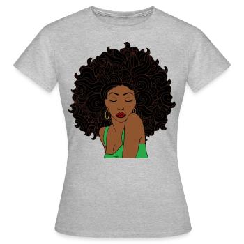 Sexy Afro Femme Silhouette T-Shirt - T-shirt Femme - gris chiné - Devant - AI Model Female 172 dark (172cm)