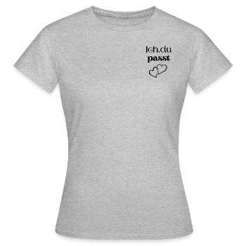 Ich Du passt - Frauen T-Shirt - Grau meliert - Vorne - AI Model Female 172 dark (172cm)