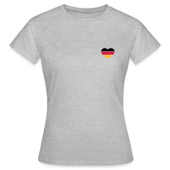 Herz 3 couleurs - Noir Rouge Or - France - T-shirt Femme - gris chiné - Devant - AI Model Female 172 dark (172cm)