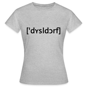 Dusseldorf écrit fort - T-shirt Femme - gris chiné - Devant - AI Model Female 172 dark (172cm)