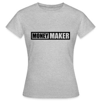 Logo Text Money Maker - Frauen T-Shirt - Grau meliert - Vorne - AI Model Female 172 dark (172cm)