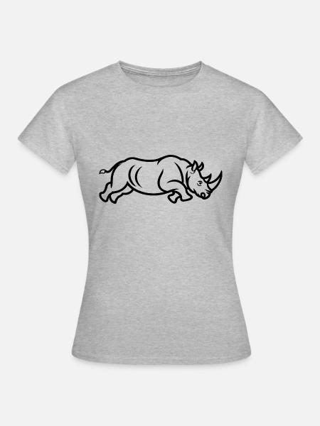 Mighty Rhino - Sauberes Tierdesign - Frauen T-Shirt - Grau meliert