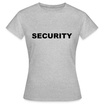 SECURITY - STAFF - SICHERHEITSDIENST - TÜRSTEHER - - Frauen T-Shirt - Grau meliert - Vorne - AI Model Female 172 dark (172cm)