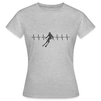 Ski fahren Herzschlag - Frauen T-Shirt - Grau meliert - Vorne - AI Model Female 172 dark (172cm)