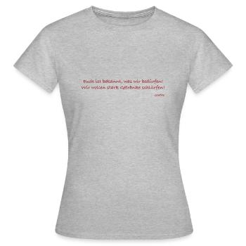Goethe-Zitat - Frauen T-Shirt - Grau meliert - Vorne - AI Model Female 172 dark (172cm)
