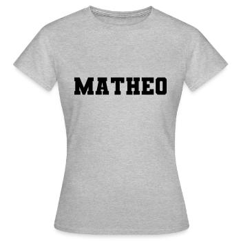 Name - Matheo - Frauen T-Shirt - Grau meliert - Vorne - AI Model Female 172 dark (172cm)