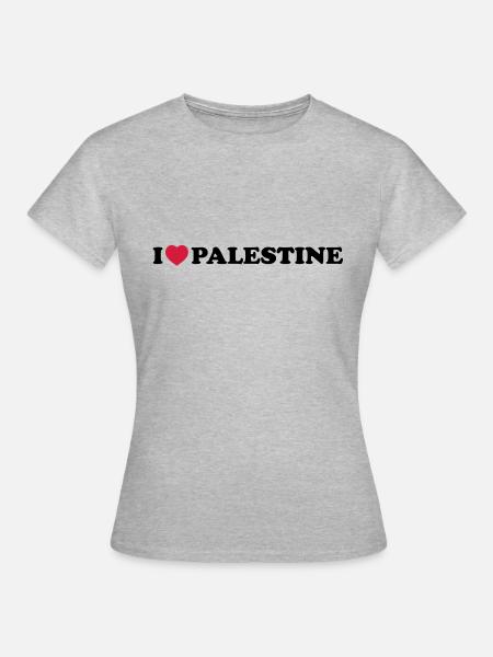 I love palestine - Dame-T-shirt - grå meleret