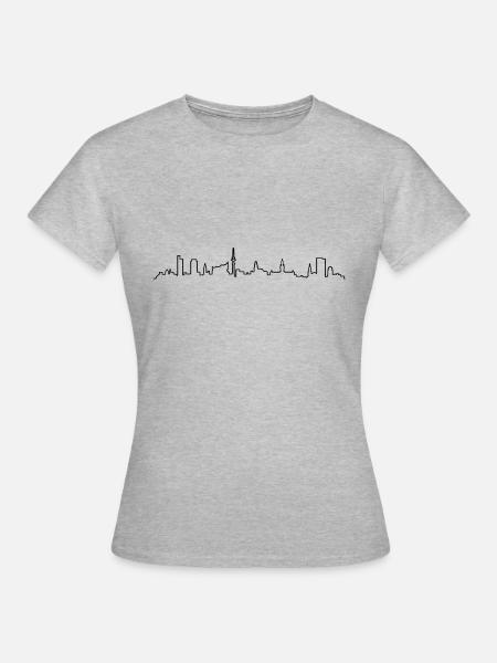 Skyline Hamburg - Frauen T-Shirt - Grau meliert